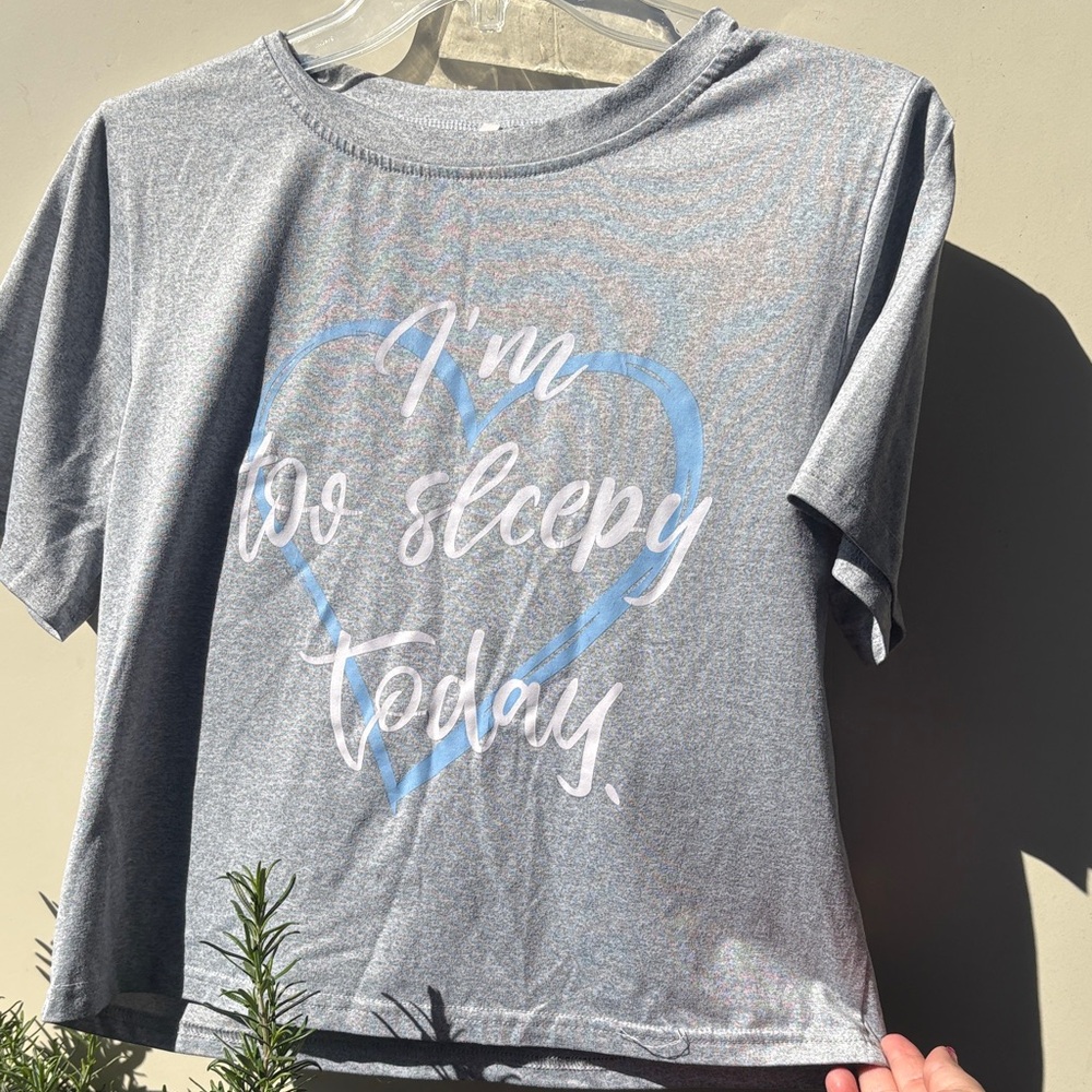 Gray T-Shirt with Blue Heart Design